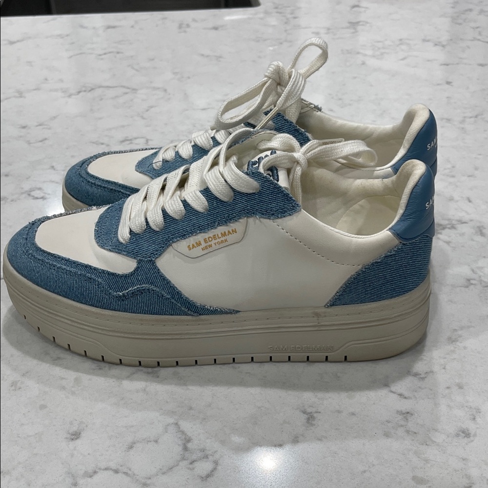 Sam Edelman Denim and Cream Sneakers